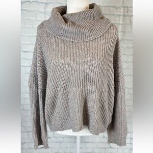 Express Gray Rainbow Metallic Oversized Slouchy Turtleneck Knit Sweater size M